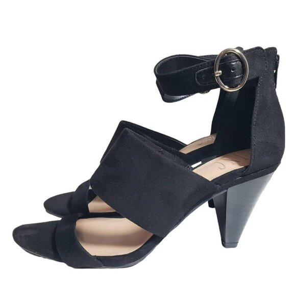 INC Womens Gavi Black Open Toe Ankle Strap Buckle Zip High Heels Sandals Size 6 - Picture 3 of 9